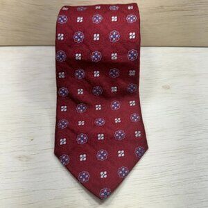 Men Necktie 100% Silk Embroidered Geometric Burgundy Floral
